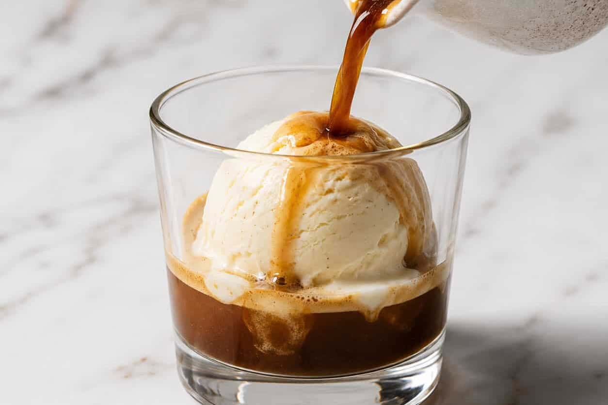 Affogato - Creamy Scoop of Vanilla Gelato Drowned in a shot of Hot Espresso