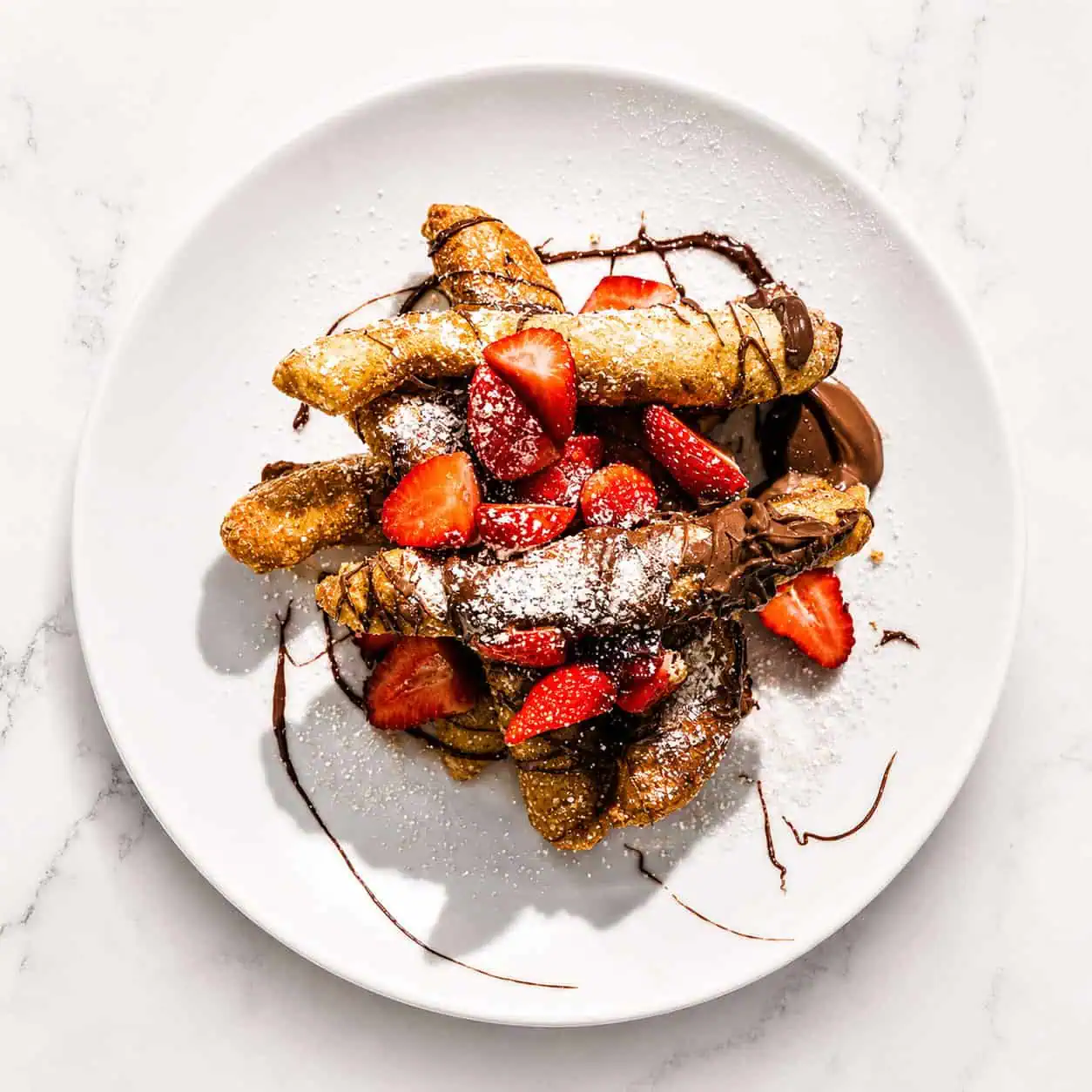 Angioletti Nutella - Lightly Fried Dough Sticks with Nutella and Fresh Strawberries