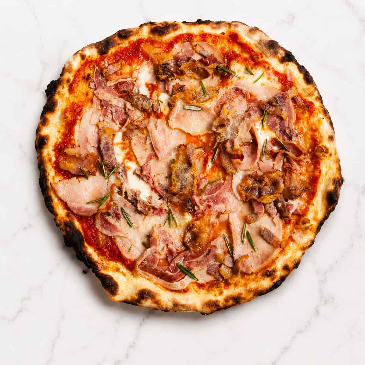 Maialina Pizza - San Marzano, Fior di Latte, Double Smoked Shoulder Ham, Pancetta, Guanciale, Porchetta Alla Romana, Basil, Coratina Extra Virgin Olive Oil