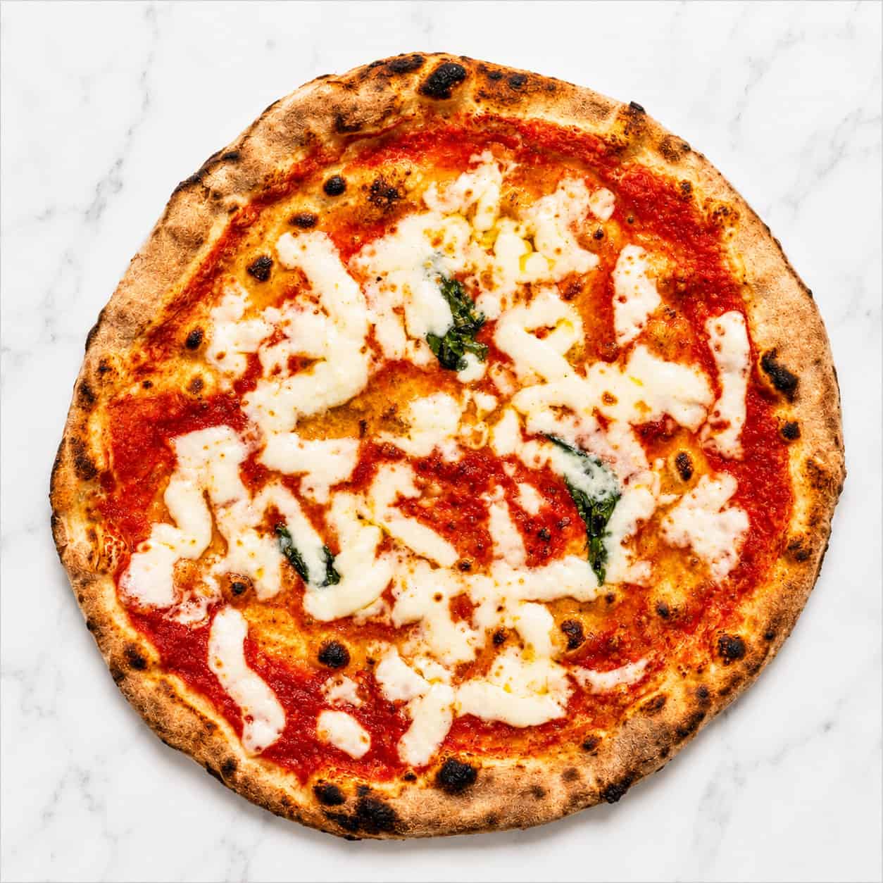 Margherita Classica Pizza - San Marzano, La Stella Buffalo Mozzarella, Pecorino Romano, Parmigiano Reggiano, Basil, Coratina Extra Virgin Olive Oil