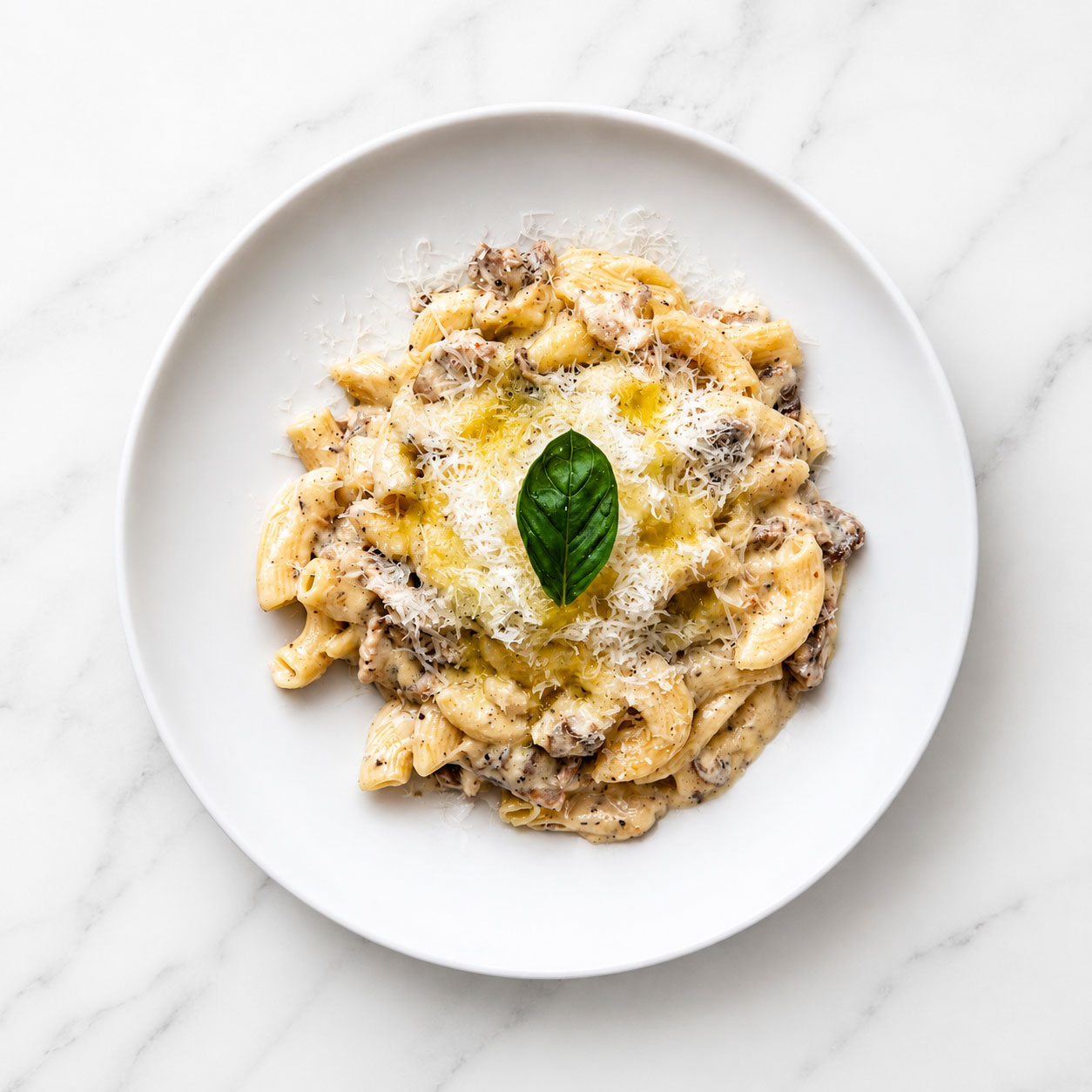 Rigatoni alla Norcina - Free-Range Pork Sausage, Creamy Sauce, Mushrooms, Truffle