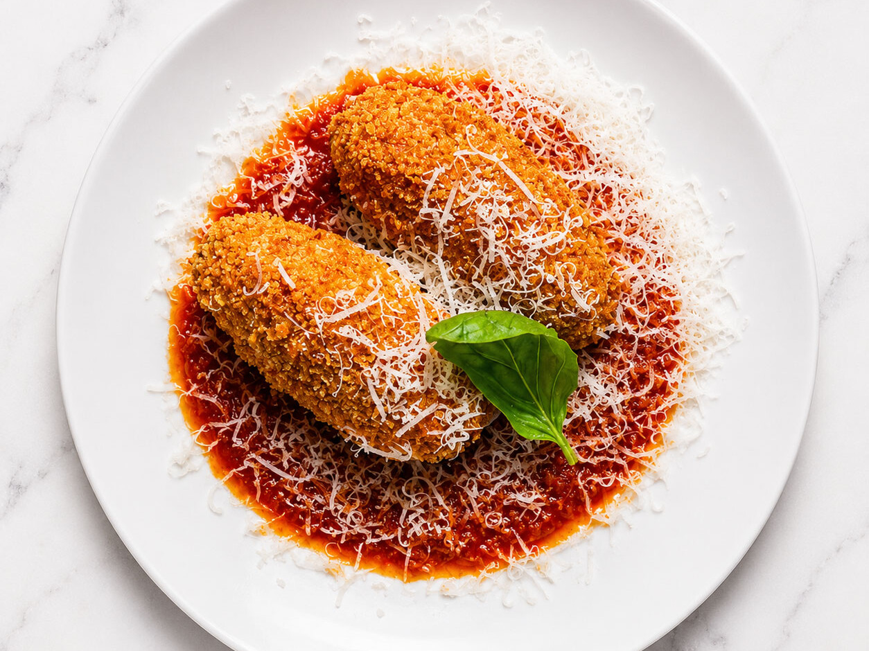 Supplì di Riso al Telefono - Roman Style Arancini. Pomodoro San Marzano, La Stella Buffalo Mozzarella, Pecorino Romano